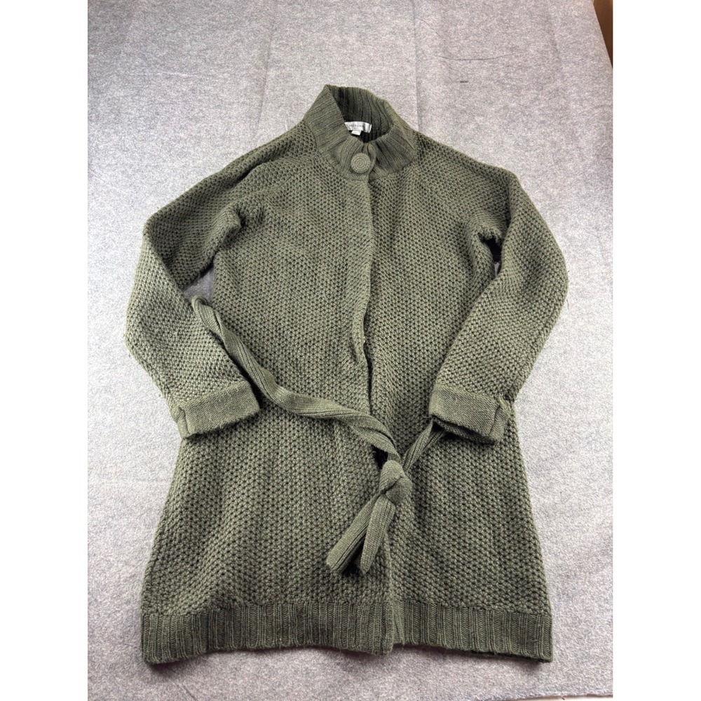 Merona Green Wool Blend Chunky Knit Belted Cardigan Sweater XXL Granola Hippie